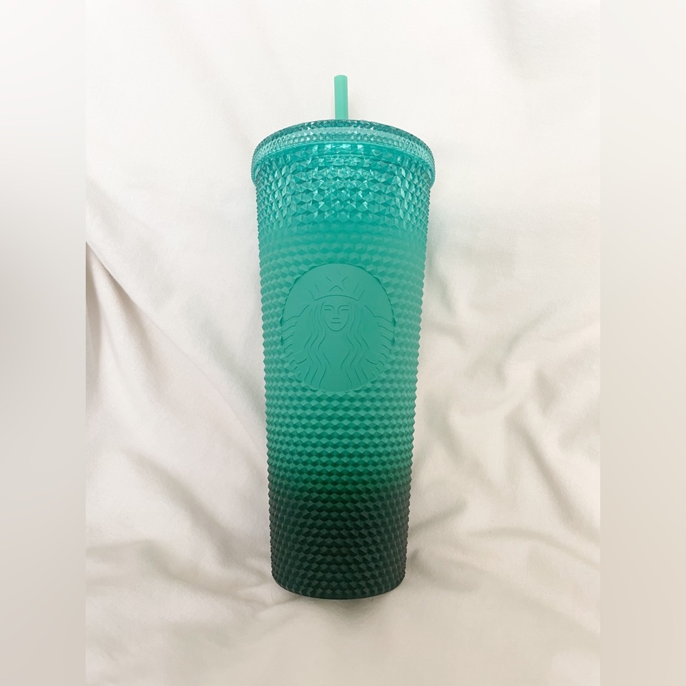 Starbucks 2022 Waxberry Teal Green Ombre Gradient Studded Tumbler Venti 24oz